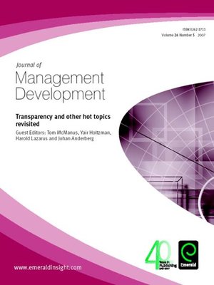 cover image of Journal of Management Development, Volume 26, Issue 5